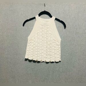 bebe Cream Knit Halter-Style Crop Top